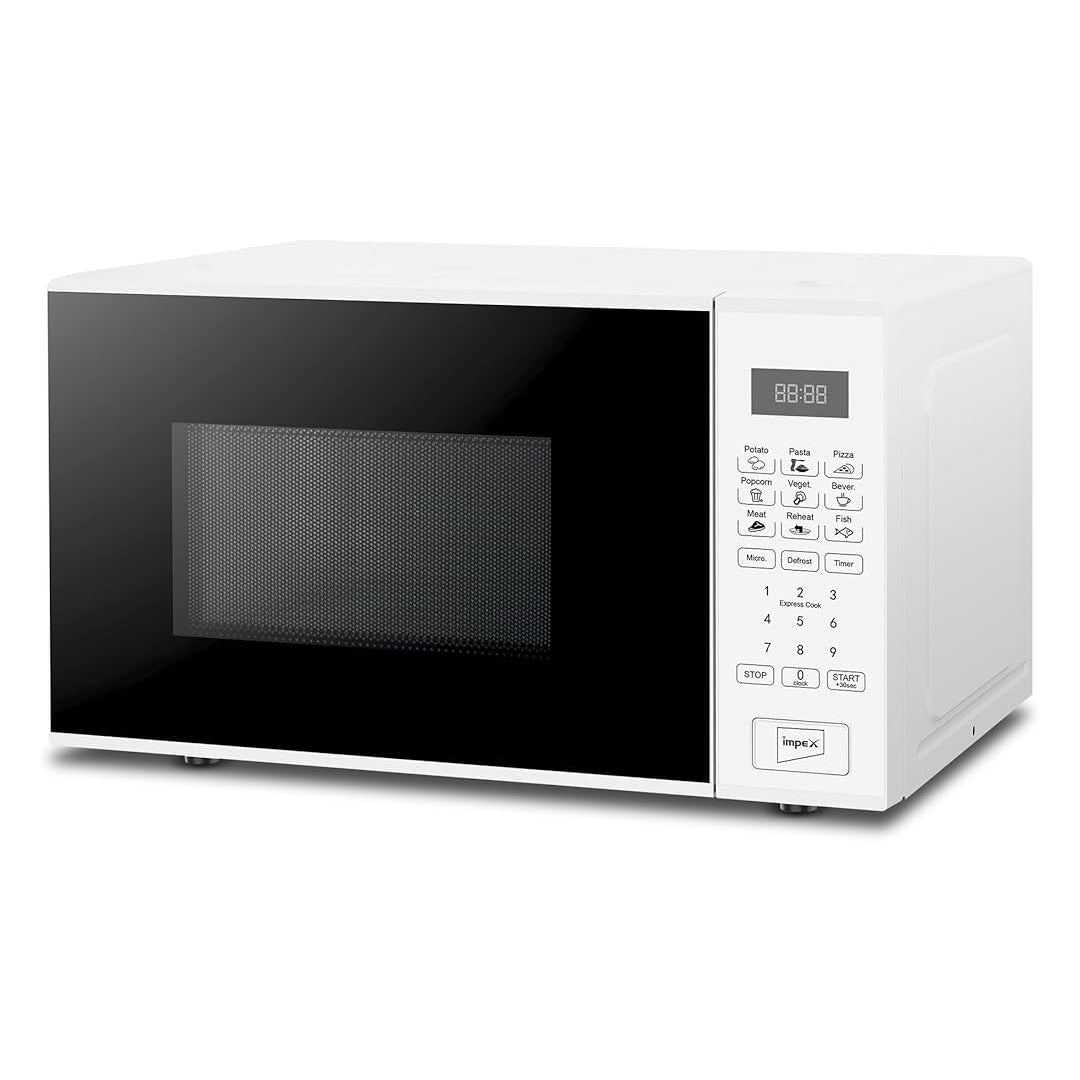 Impex 30L Digital Microwave Oven Stylish Push Button Glass Door Multiple Cooking menus,2 Years Warraty - 900 W MO 8102A White | B.8906126682491 (ECS-ECH-EHS)