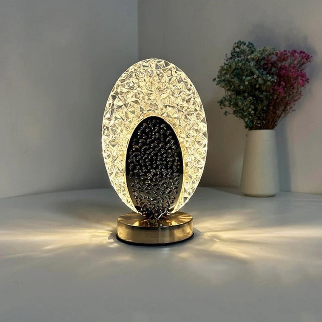 Distinctive crystal lamp with LED lighting that works with rechargeable batteries, with 3 lightingcolors and lighting control | B.2112345676661 (EH-EM-CS)