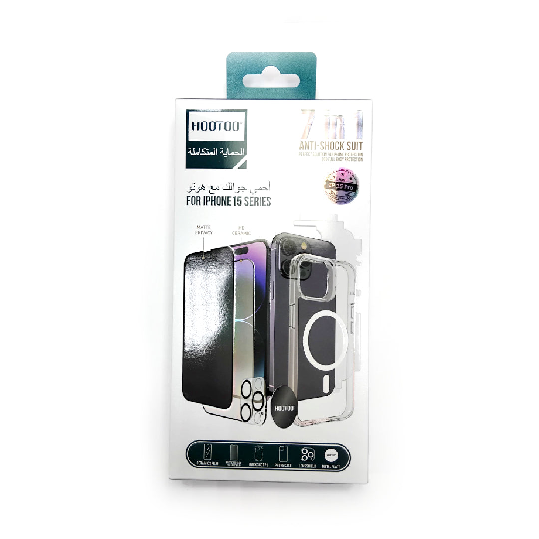 HOOTOO | 7 in 1 Full Protection Package | IPhone 15 Pro (LP/UP/BV)