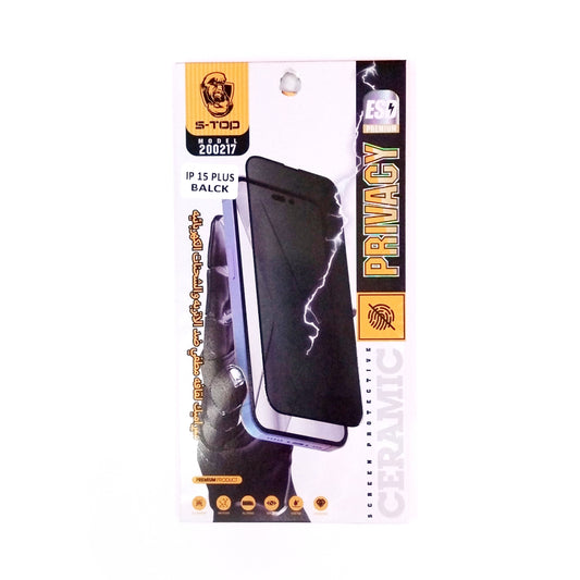S-TOP Ceramic Matte Privacy Screen Protector | 200217 | IPhone 15 Plus (VB/VG/LB)