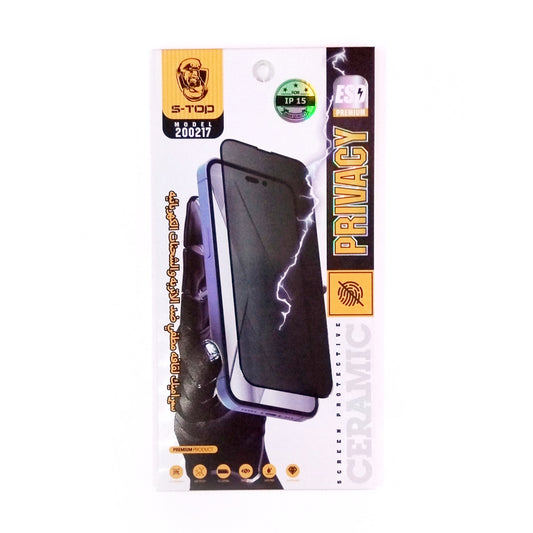 S-TOP Ceramic Matte Privacy Screen Protector | 200217 | IPhone 15 (VB/VG/LB)