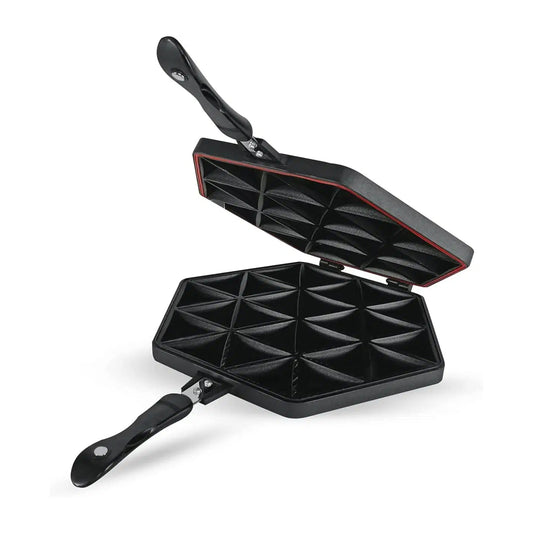 Royalford Samosa Maker RF10745 Double Sided, Non Stick Die Cast Aluminum with Bakelite Handle Highly Durable Silicone Sealing Ring Black Multicolor | B.6294016423050 (MN-MH-MH-TX)