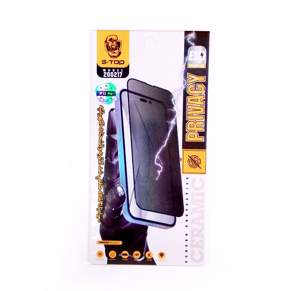 S-TOP Ceramic Matte Privacy Screen Protector | 200217 | IPhone 11 Pro (VB/VG/LB)