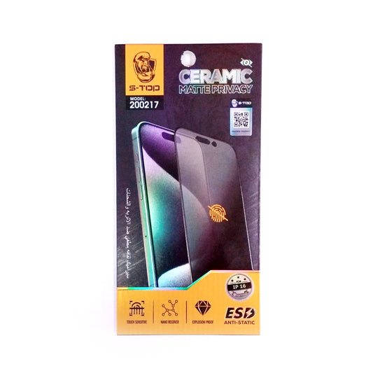 S-TOP Ceramic Matte Privacy Screen Protector | 200217 | IPhone 16 (VD/LL/UV)