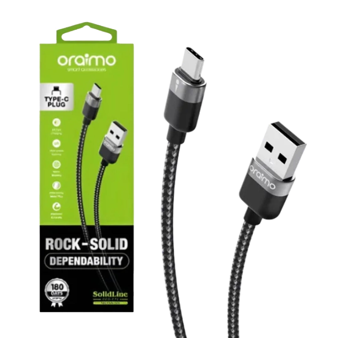 Oraimo OCD-C72 SolidLine 1Meter 3A Type-C Fast Data Cable | B.10051422 (LX/LT/UT)