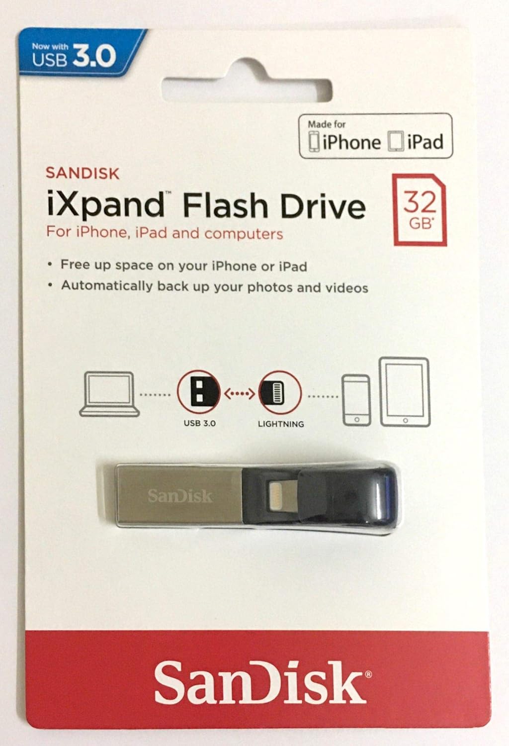 SanDisk iXpand Flash Drive for iPhone and iPad 32GB - SDIX30C-032G-GN6NN