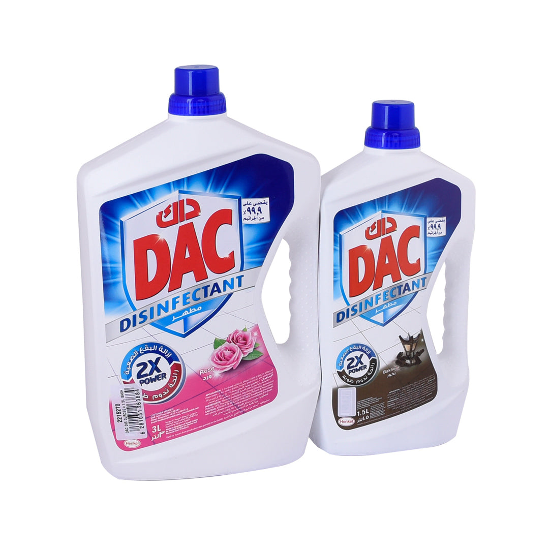 Dac Disinfectant Liquid Rose 3L + 1.5L Free | B.6281031263884 (AH-AM-RO-TX)