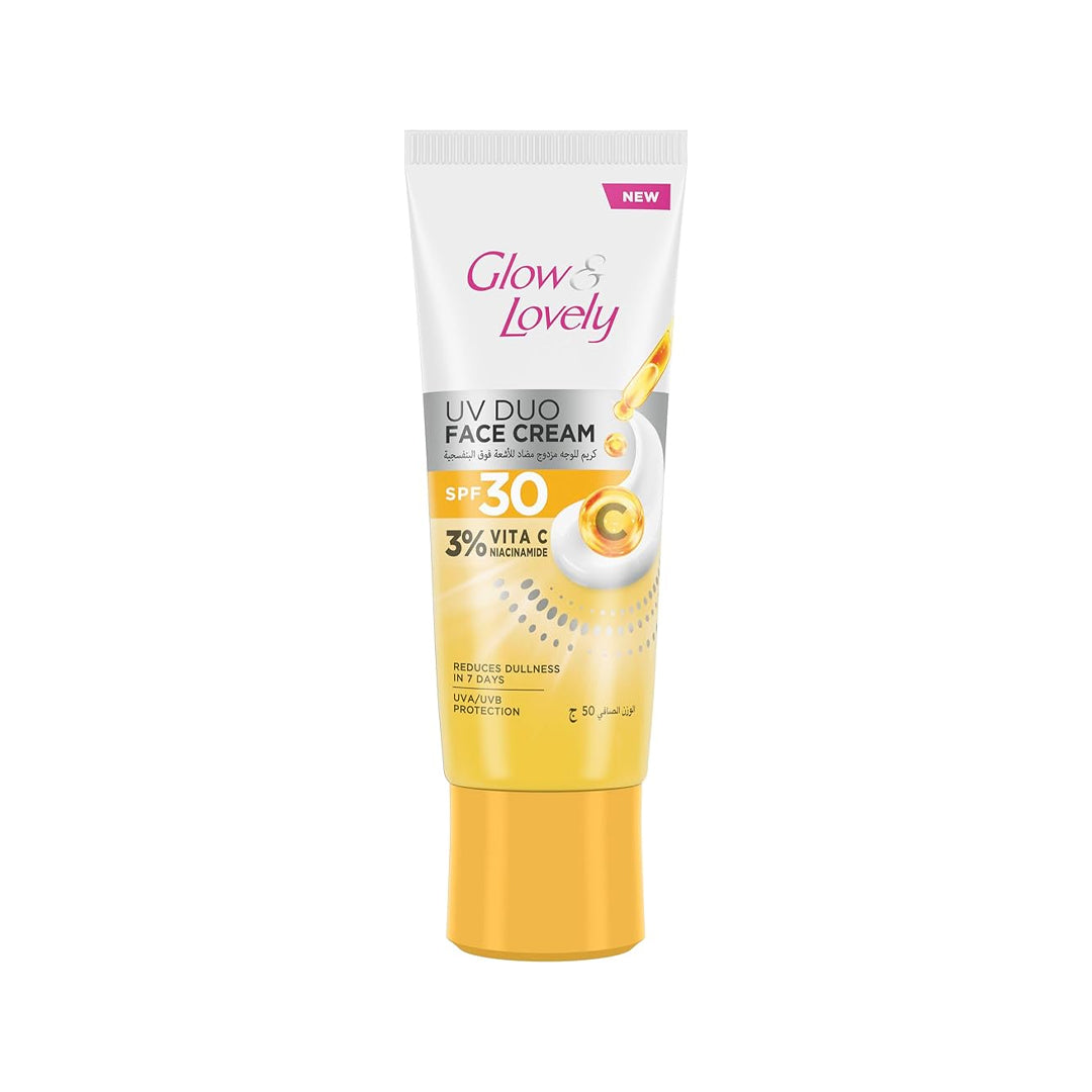 GLOW & LOVELY UV Duo Face Cream, SPF 30, with 3% Vitamin C and Niacinamide, Reduces Dullness in 7 Days, 50g | B.20042219 (ONR/ONI/OEN-TX)