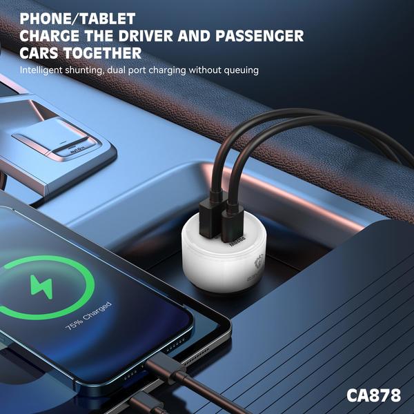 Lenyes CA878 38W Type-C Car Charger with USB Support | Super Fast Charging