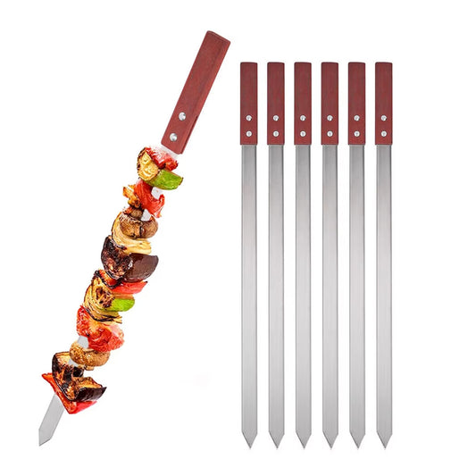 Stainless Steel 6pcs Barbecue Skewers Set Wooden Handle 37cm | B.20046751 (RS/RC/RA-TX)