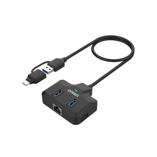 Onten 5in1 - USB-C & USB 3.0 to Gigabit Netwok Card with 4 Ports HUB OTN-UCA5311 (GH/DV/TT)