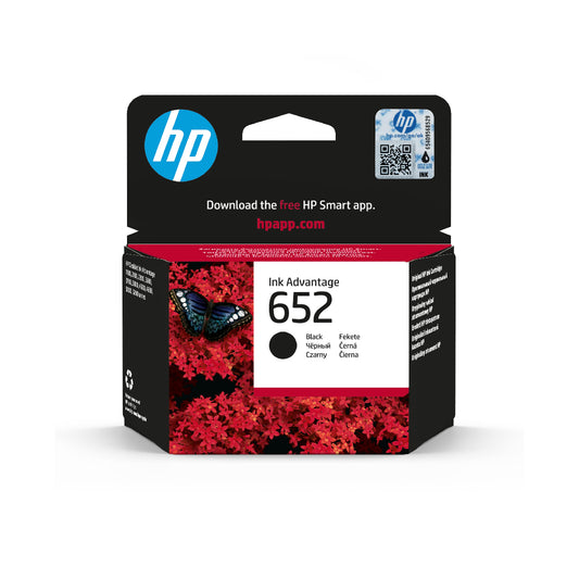 HP 652 Ink Advantage Cartridge, Black (GX/GT/DU)