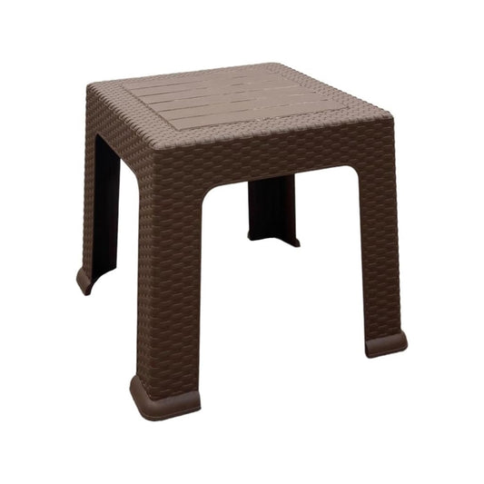 Modern and Sturdy Plastic Table with Aesthetic Woven Rattan Design Furniture for Indoor and Outdoor Use 43x43x43cm | B.99945572 (OR-OI-NO)