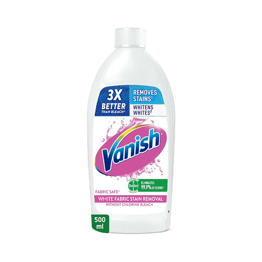 Vanish Crystal White Laundry Stain Remover Liquid for White Clothes, Can be Used with or without Detergents & Additives, Ideal for Use in the Washing Machine, 495 ml | B.6295120037935 ( AE-AH-AR)