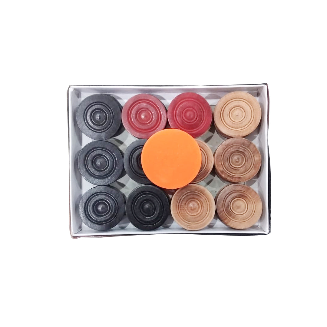 Wooden Carrom Board Coins - 24 Pcs + 1 no Stiker | B.20029361 (HH/HM/AS)