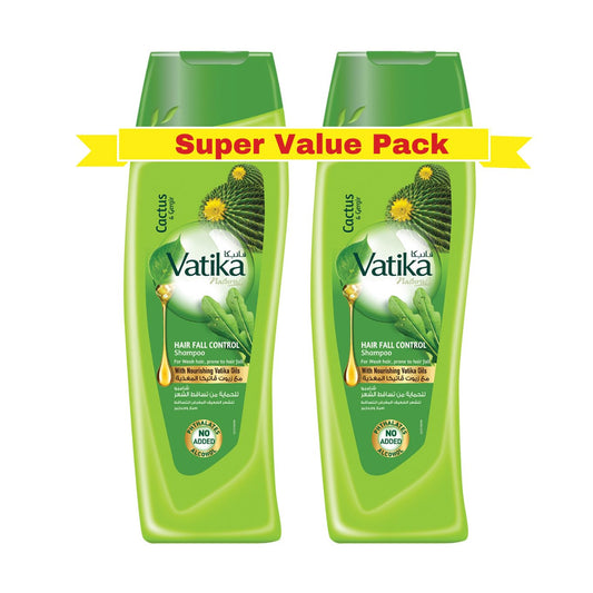 Vatika Naturals Hair Fall Control Shampoo 2 x 400 ml | Enriched with Cactus & Gergir Extracts | For Weak Hair, Prone to Hair Fall | With Nourishing Vatika Oils | Super Value Pack of 2 | B.6666666699978 (RH-RM-MO)