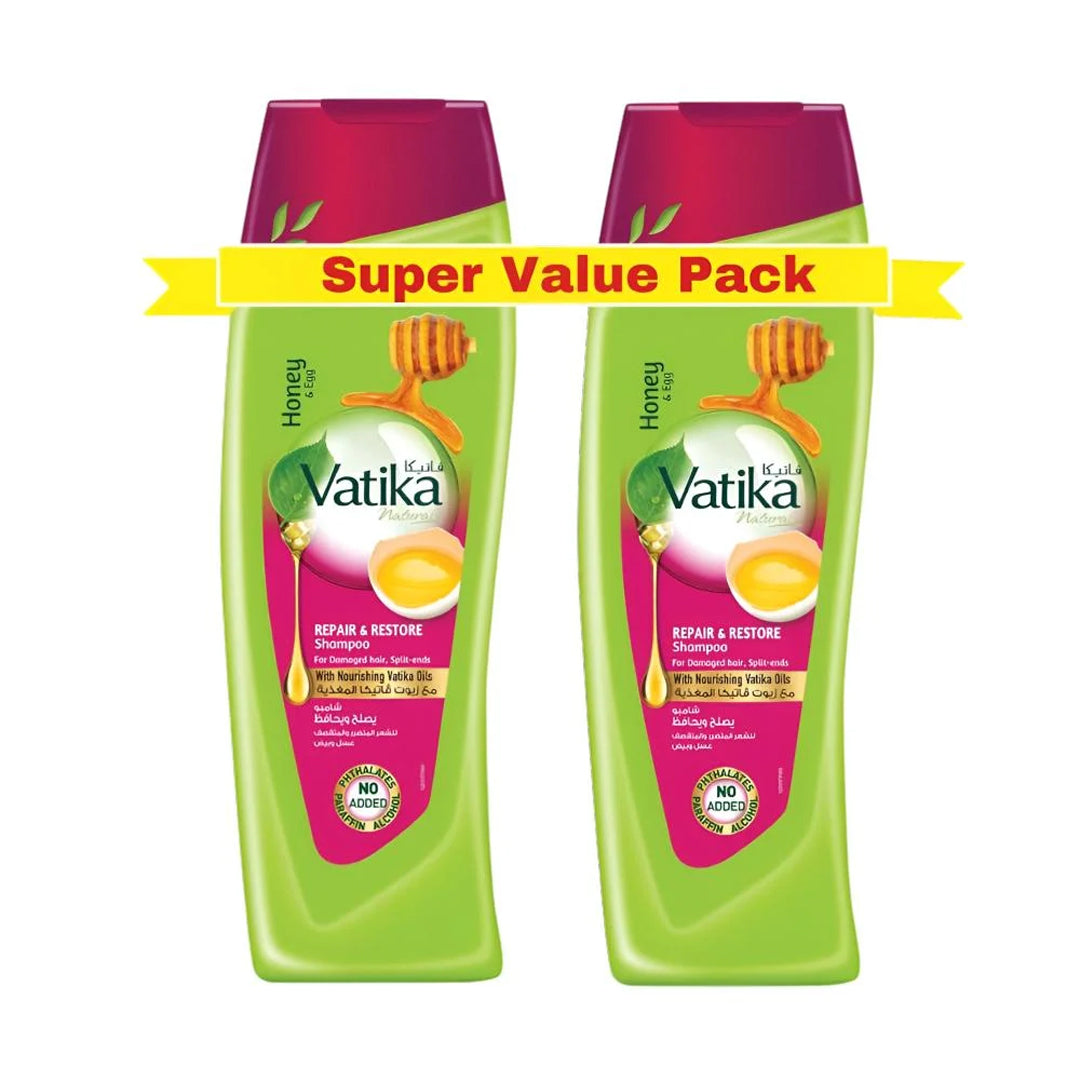 Vatika Naturals Honey & Egg Repair & Restore Shampoo 2x400ml | B.6666666701299 (RH-RM-MO)