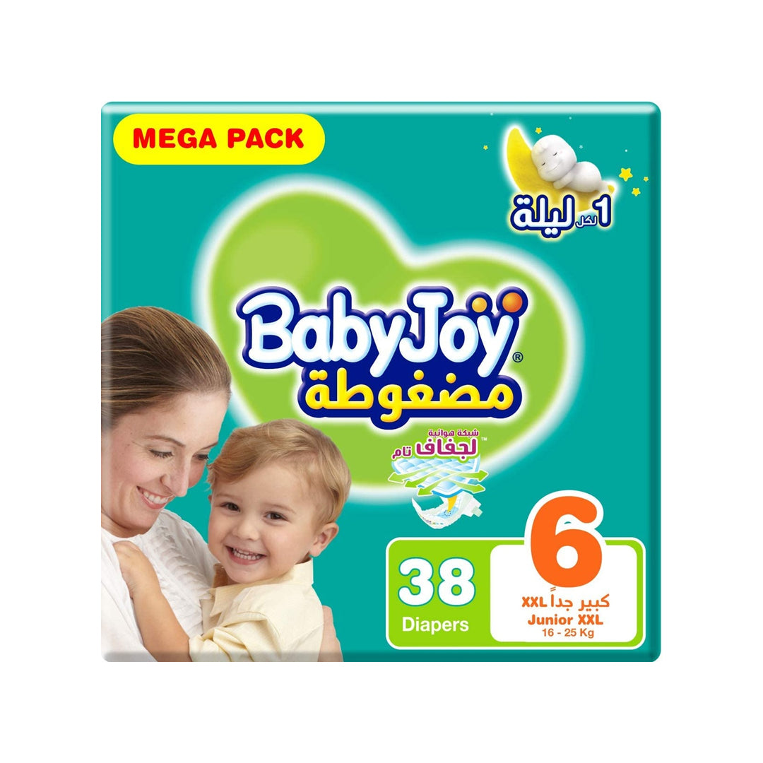 Baby Joy Diapers Compressed Diamond Pad Junior XXL #6 38 Diaper 1 Pack | B.6281008247572 (OIR-NSS-NSE-TX)