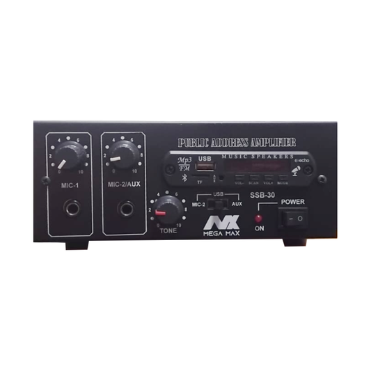 Mega Max Pa Amplifier SSB-30D | Power : 220-240V AC / 12V DC, with Bluetooth & USB (UDT/UTT/XGT)