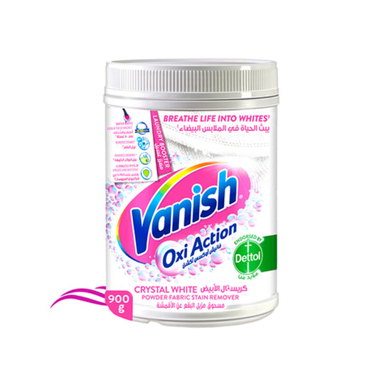 Vanish Oxi Action Crystal White Fabric Stain Remover Detergent Powder, 900g | B.6295120034750 (NSH-NOS-NOH)