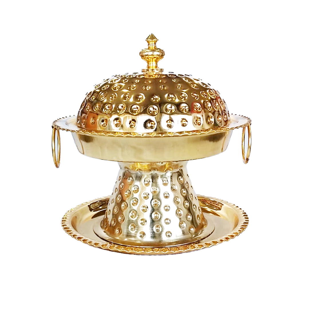 Gold serving date with gold lid and shiny flat base | B.8900266066098 (HS-HN-HC)