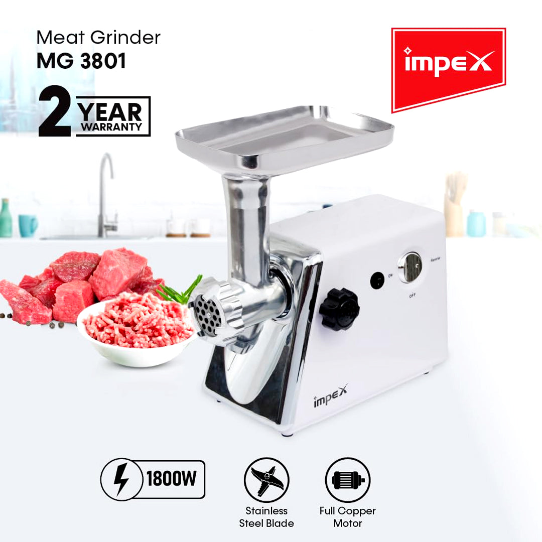 Impex - Meat Grinder with 1800W, Sausage Stuffer, Keema Maker - MG 3801 | B.8906062162866 (OEM-OCE-OCM)