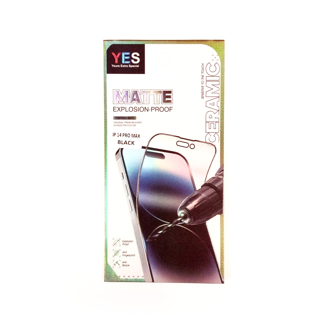 Yes Matte Screen Protector Ceramic | Anti Fingerprint | Iphone 14 Pro Max Black (VX/LV)