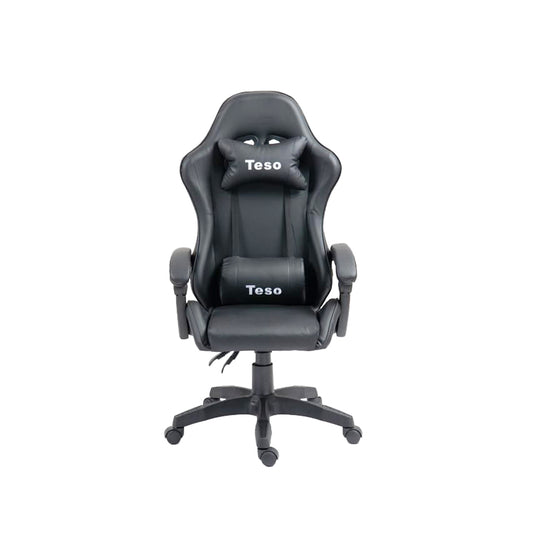 TESO High Back Gaming Chair, Computer Gaming Chair Reclining Height Adjustable with Neck Support Massage Ergonomic Lumbar Support with Headrest and Arm (Black)