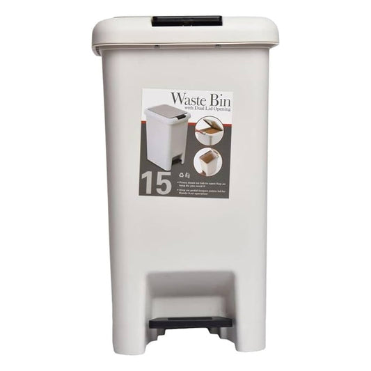 Pedal Trash Can Plastic Pressing Type dustbin trash Bucket Square Waste Bin Kitchen Bathroom Garbage Bin Home-15L | B.99927790 (ES-EN-EC-TX)