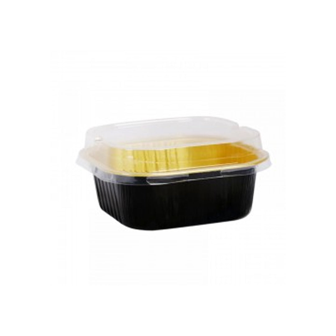 Square Aluminum Mold black/gold +Clear Lid - 9 Set 300ml | B.99948498 (NHE/NHI/NAH-TX)