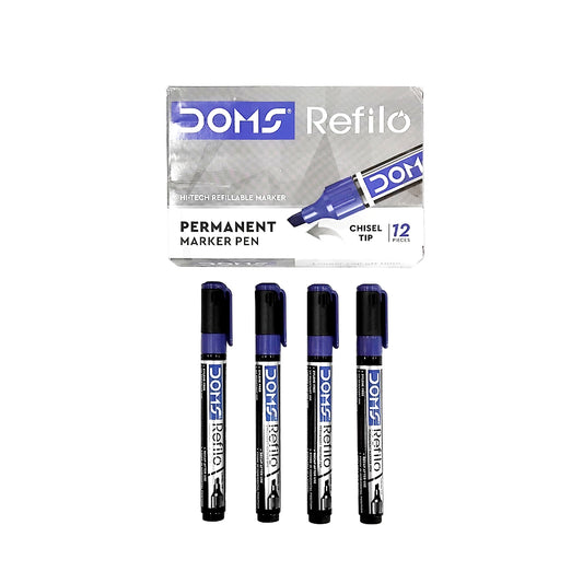 Doms Refilo Hi-Tech Refillable Marker Pen Blue 12PCS | B.8906073786815 (OC-OH-OA)