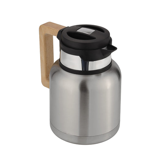 Royalford Stainless Steel Vacuum Jug with Wooden Handle, 1.2L, RF10170 | B.6294016417103 (HS-HN-HC)