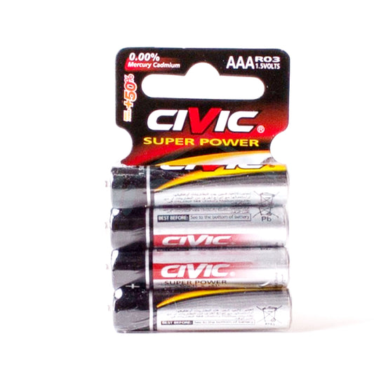 CIVIC Super Power AAA R06 1.5 Volts Battery 2PCS | B.6930311221891 (OE-OC-OH)