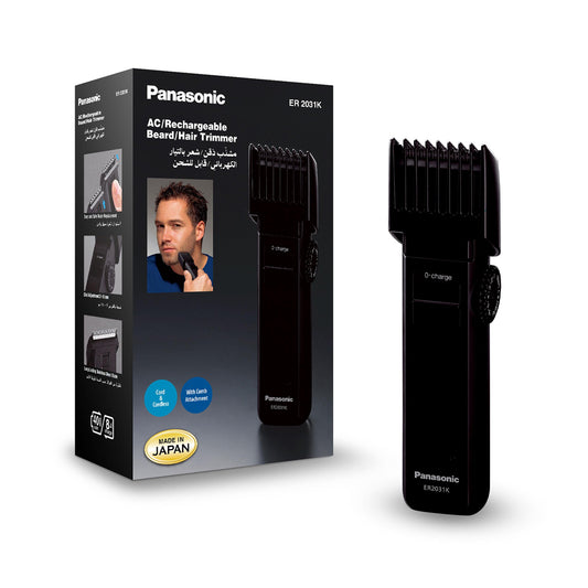 Panasonic ER2031 Rechargeable Beard & Body Hair Trimmer, 12 Cutting Length Adjustments, Stainless Steel Blade, Universal Voltage - ER2031, Black | B.8887549527982 (OAH-ORS-ORH)