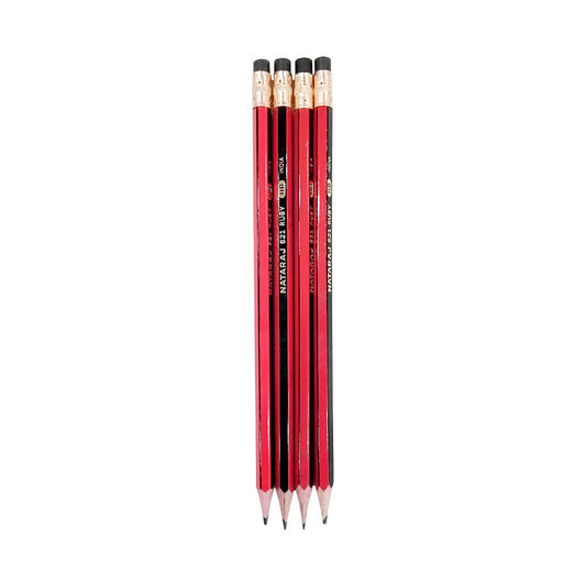 Nataraj 621 Ruby Eraser Tipped HB Pencil 12 Pcs Sharpner Free | B.8901324000788 (EM-CS-CN)