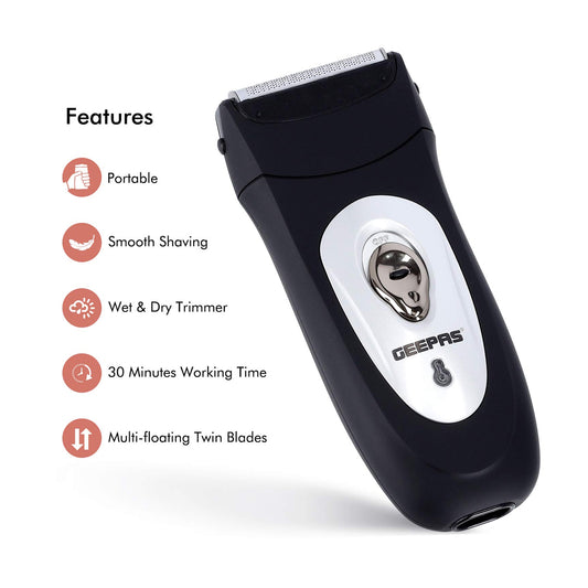 Geepas Rechargeable Men's Shaver GSR8707N | B.6294015503128 (EM-CS-CN)