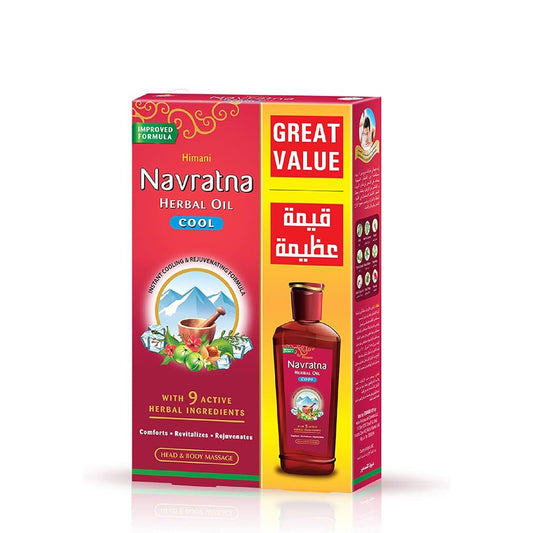 Emami Navratna Herbal Cool Oil | With 9 Active Herbal Ingredients | Relieves Stress, Soothes in Hot climatic condition, nourishes and conditions Hair,300 ml, Buy 1 Get 100 ml free | B.20040794 (OAO/OAR/ORE)