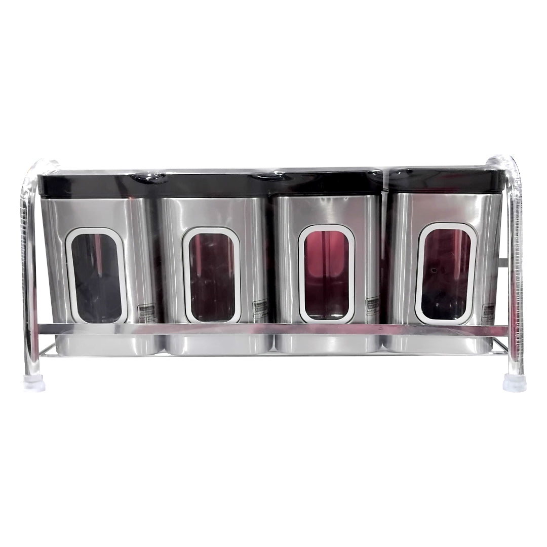 Basurrah 4PCS Canister Set with Stand Fingerprint Proof 16-00424 | B.6982151452720 (AI-RE-RR)