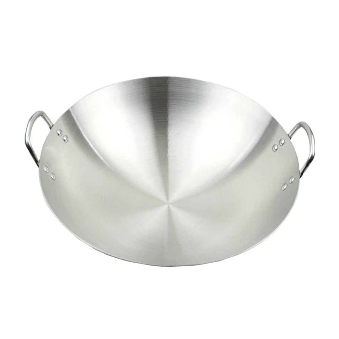 Thickened Non-Magnetic Double-Ear Stainless Steel Wok 36 Round Bottom Uncoated Kitchen Wok Smokeless Pot Suitable for Gas Cooktops | B.6920230331016 (CS-CN-CC)