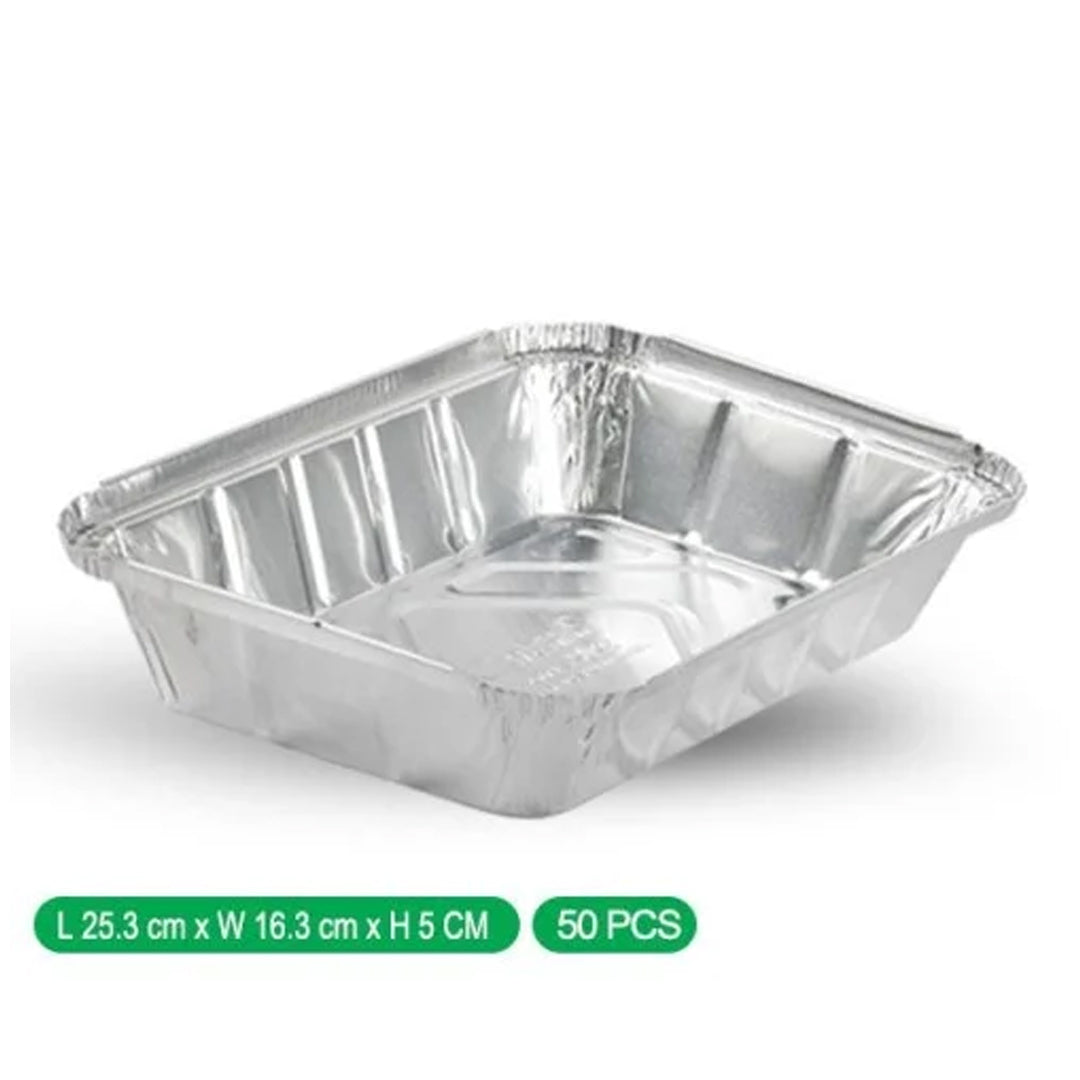 Abosaham 1114 LS Aluminum Container with Lid (L 25.3cm x W 16.3cm x H 5cm 50PCS | B.99844967 (OII-TX)