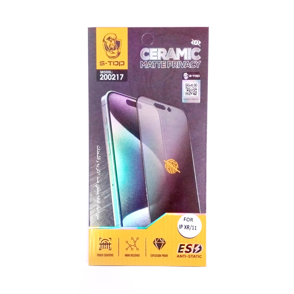 S-TOP Ceramic Matte Privacy Screen Protector | 200217 | IPhone XR (VB/VG/LB)