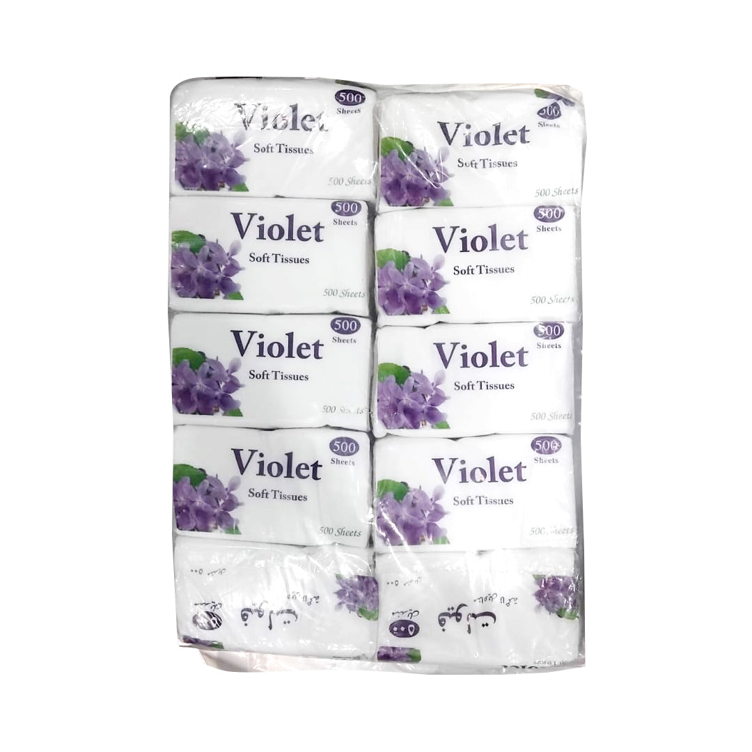 Violet Soft Tissue 500 Sheets X 10 Packs | B.99900663 (MS/MH/IS-TX)