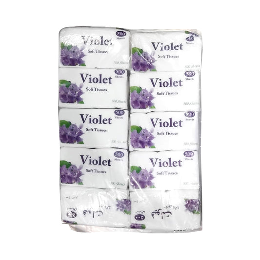 Violet Soft Tissue 500 Sheets X 10 Packs | B.99900663 (MS/MH/IS-TX)