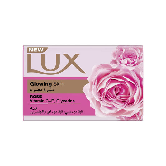 LUX Bar Soap for glowing skin, Rose, with Vitamin C, E, and Glycerine,120g | B.20040342 (NOE/NOI/NNC-TX)