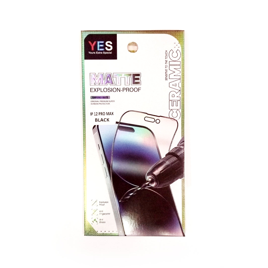 Yes Matte Screen Protector Ceramic | Anti Fingerprint | Iphone 12 Pro Max Black (VX/LV)