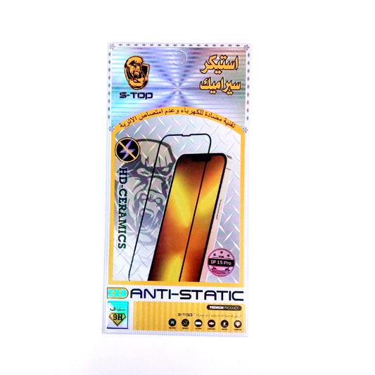 S-TOP HD-Ceramics Screen Protector Anti-Static | 6188 | IPhone 15 Pro (SB/SG/ON)