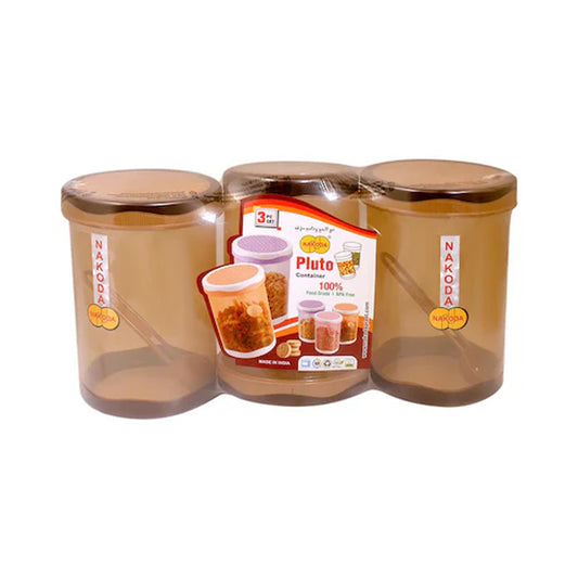 Pluto Amber and Grey Round Plastic Container 3PCS 800ml | B.8904073809893 (SM-SI-OS-TX)
