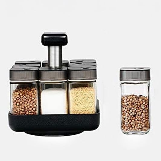 Revolving Spice Rack Organizer Caddy, Rotating Spice Storage for Cabinet and Kitchen, 8 Jar Herb and Spice Countertop Spice Rack | B.6931048709515 (NM-ES-EN-TX)