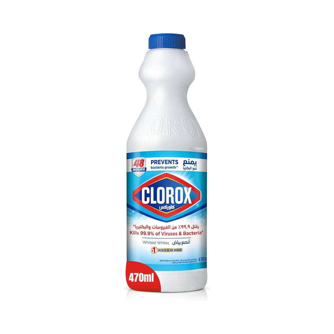 Clorox Liquid Bleach 470ml, Kills 99.9% of Viruses and Bacteria, Inhibits Bacteria Growth for 48 Hours, Removes Stains | B.6281065011604 (CR-CI-HO)