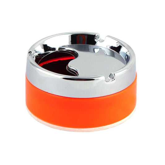 Mannat chrome Finish Plastic and Stainless Steel Windproof Ashtray with Rotating Lid Head For Cigarette,Cigar for Home,Office and car | B.20034847 (CM/HC/HM-TX)
